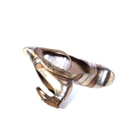 Laurence Dacade Shoes Womens Sianni Metallic Leather Peeptoe Sandals Size 40 | 9 - Picture 9 of 11